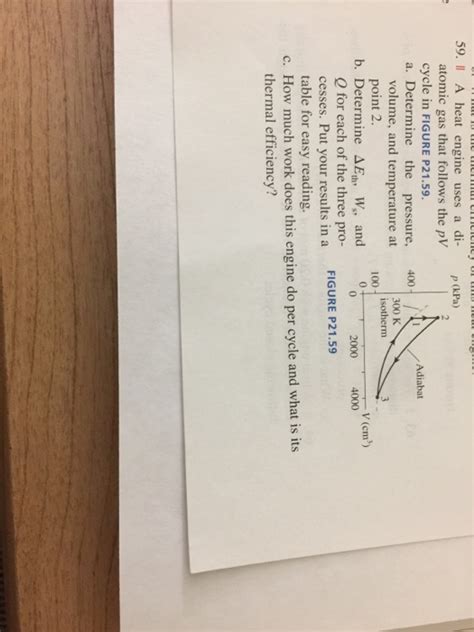 Solved A Heat Engine Uses A Diatomic Gas That Follows The Pv