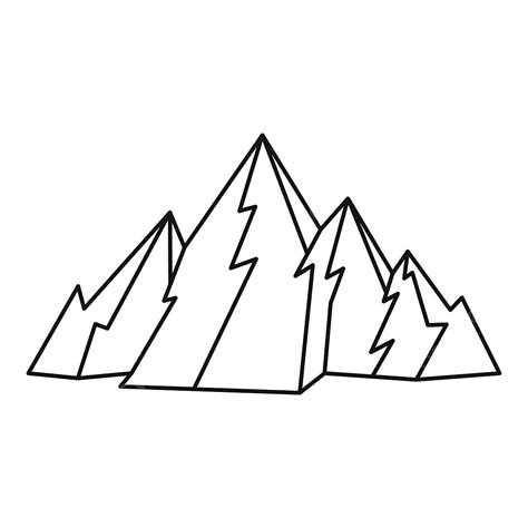 Mountain Icon Outline Style, Mountain Drawing, Outline Drawing ...