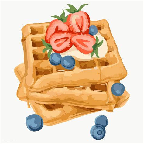 Vectorized Waffles Topped With Berries Sticker Overlay Design Element