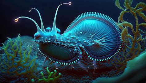 Ein Grünes Seeungeheuer Mit Einem Blauen Körper Und Einem Grünen Körper