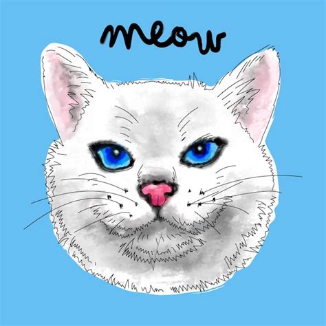 Premium Vector Cat Meow Watercolor Muzzle Animal