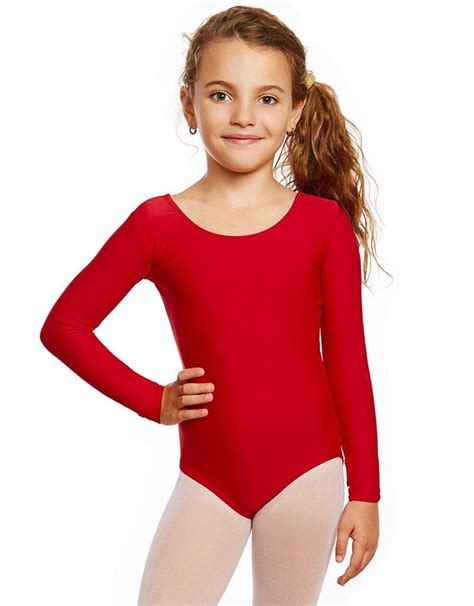 Leveret Girls Leotard Basic Long Sleeve Ballet Dance Leotard Kids