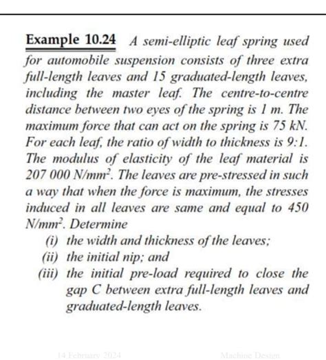 Example 1024 ﻿a Semi Elliptic Leaf Spring Used For