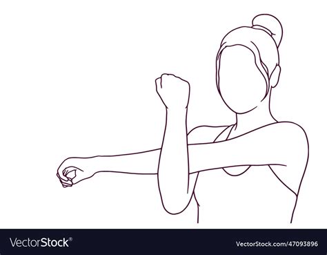 Hand Drawn Beautiful Woman Doing Stretching Vector Image