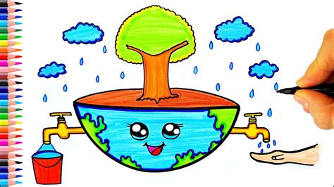 Dünya Su Günü Resmi Çizimi 🌳💧 Dünya Su Günü İle İlgili Resim World