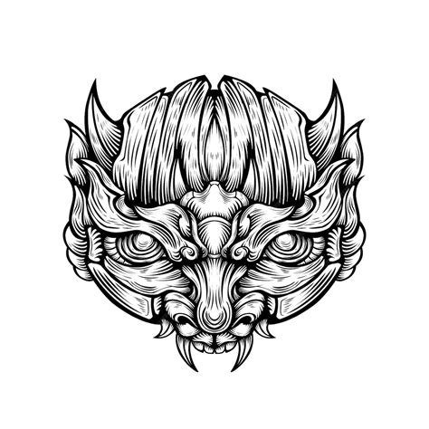 Premium Vector Oni Mask Tribal Tattoo Illustration Vector