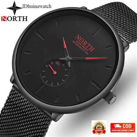 Jual North Merek Atas Jam Tangan Mewah Mode Pria Mesh Sabuk Baja Jam