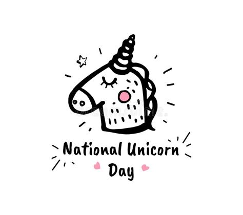 National Unicorn Day Vector Cartoon Sketch Illustration Stock Vector