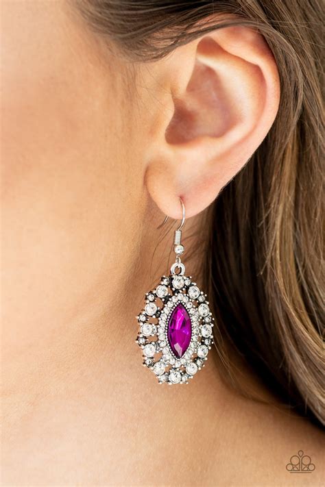 Paparazzi Long May She Reign Earrings Pink Box 20 Cynthias