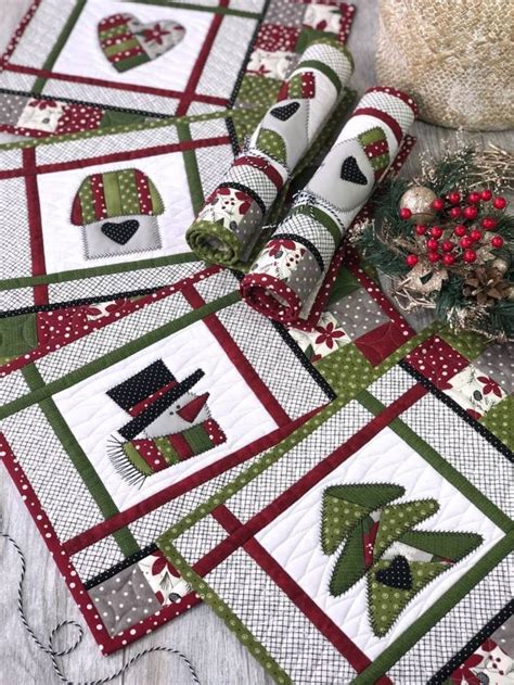 Set Of 6 Pcs Patchwork Quilted Placemats Christmas Etsy Quilted