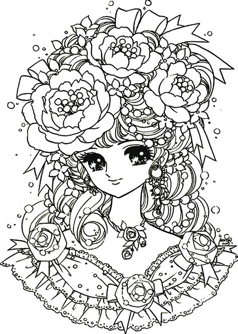 Manga Flowers Girl Manga Anime Coloring Pages For Adults