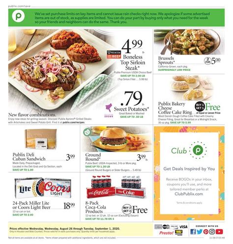 The Flyer For Publix Is Shown In Green Yellow And Orange Colors With