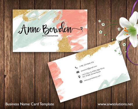 Premade Business Card Template Name Card Template Photography Name