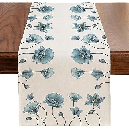 Amazon Anydesign Blue Floral Table Runner X Inch Forget Me