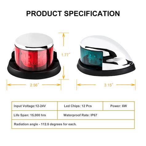 Snapklik Led Boat Navigation Light Red And Green Led Marine