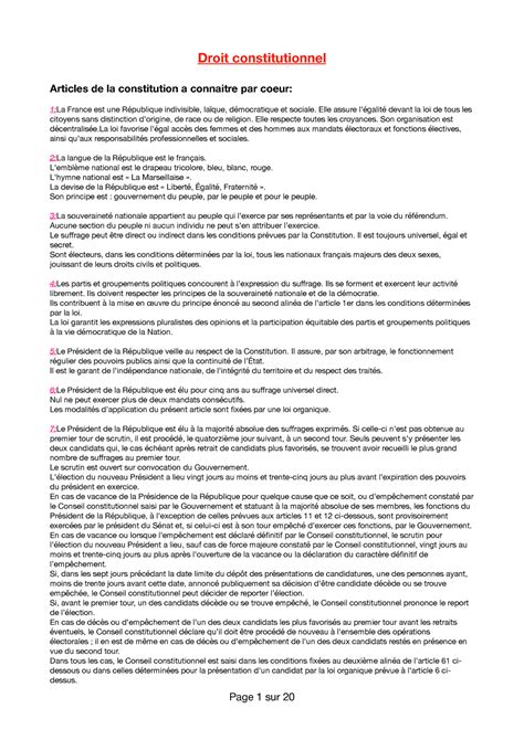 Fiche Droit Constit Pdf Droit Constitutionnel Articles De La