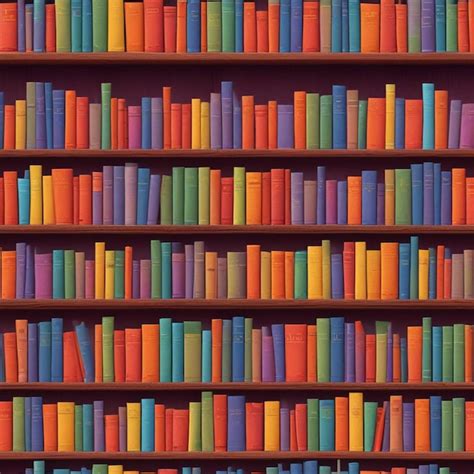 A Colorful Bookshelf With Many Books On It Premium Ai Generated Image