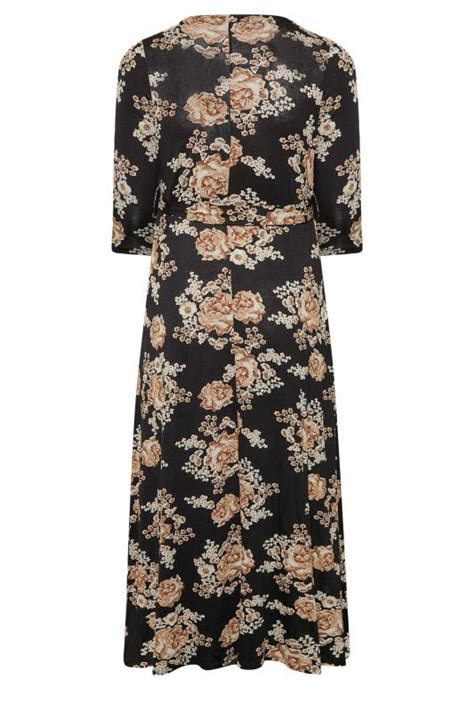 Plus Size Black Floral V Neck Maxi Dress Yours Clothing