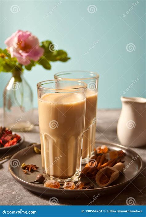 Masala Tea Chai With Milk And Spices Stock Photo Image Of Darjeeling