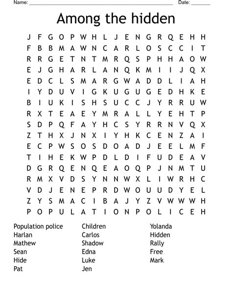 Among The Hidden Word Search Wordmint