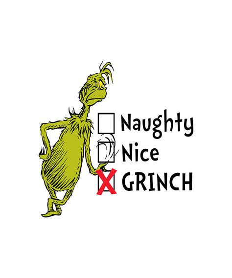 Naughty Nice Or Grinch Quote Digital Art By Tinh Tran Le Thanh Pixels