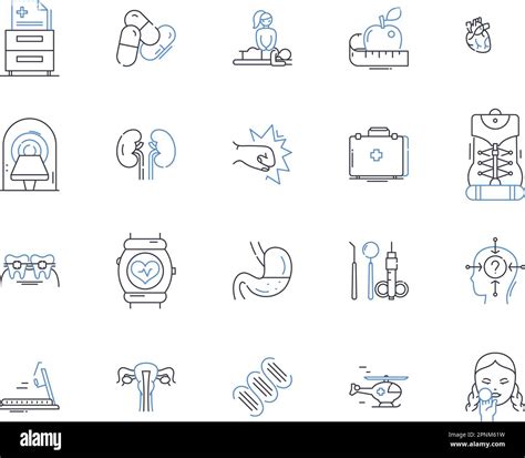 Workout Regimen Line Icons Collection Fitness Exercise Strength