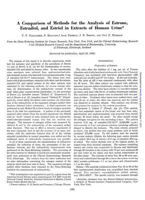 PDF A Comparison Of Methods For The Analysis Of Estrone Estradiol