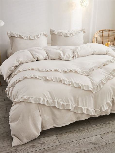 Pom Pom Decor Ruffle Duvet Cover Set Without Filler Ruffle Duvet