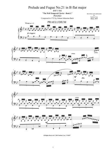 Bach Prelude And Fugue No In B Flat Major Bwv For Piano Arr