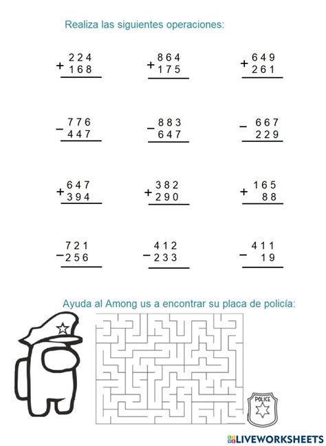 Ejercicio Online De Sumas Y Restas Para De Primaria Suma Y Resta