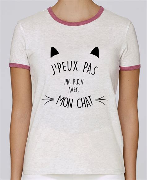 T Shirt Femme Col V Stella Chooses J Peux Pas J Ai R D V Avec Mon Chat