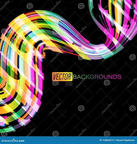 Colorful Curved Shapes Motion On A Black Stock Vector Illustration Of