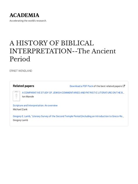 A History Of Biblical Interpretation Volume 1 The Ancient