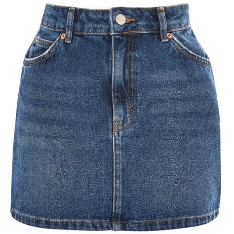 Topshop Moto Mid Blue Denim Mini Skirt Liked On Polyvore