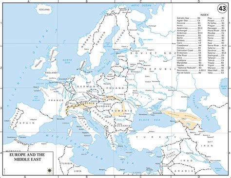 Map of Europe and the Middle East 1943