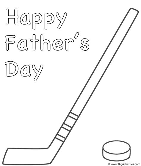 Hockey Stick with Puck - Coloring Page (Father's Day)