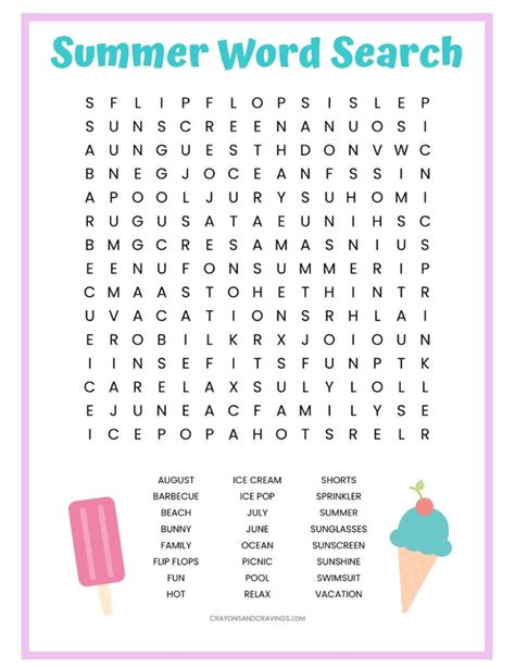 Free Printable Summer Word Searches 58 Off