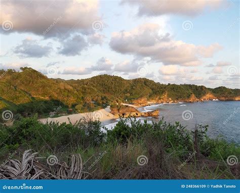 Beautiful Beaches of East Java, Indonesia Stock Image - Image of hill ...