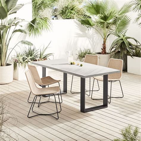 Portside Concrete Outdoor Dining Table 72 Slope Dining Chair Set