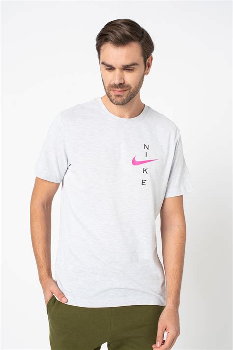 Nike, Фитнес тениска с лого, Светлосив, XL - eMAG.bg