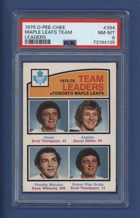 Opc Maple Leafs Team Leaders Psa Nm Mt Toronto Hall Of