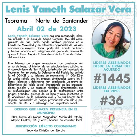 Indepaz On Twitter Lenis Yaneth Salazar Teorama Norte Del