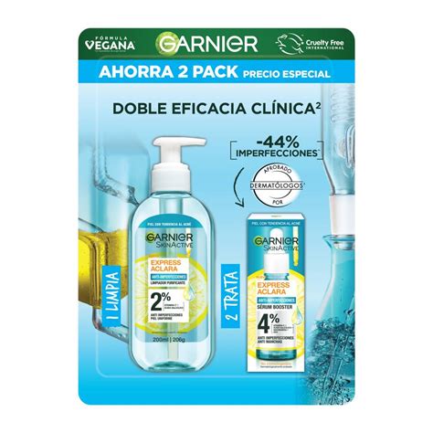 Pack Limpiador Garnier Express Aclara Limpiador 200ml Serum 30ml Anti