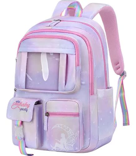 Mochila Escolar Impermeable Aitirrobo Kawaii Color Arco Ris Para Ni A