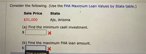 Solved Consider The Following Use The Fha Maximum Loan Chegg