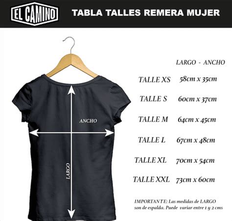 Tabla De Talles Remera Dama Comprar En El Camino