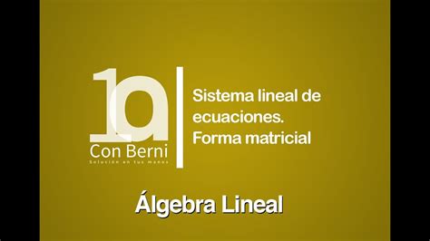 Sistema De Ecuaciones Lineales Forma Matricial Youtube