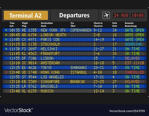 Airport Departure Board Royalty Free Vector Image