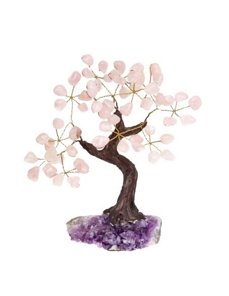 Small Rose Quartz Tree With Amethyst Druse Base