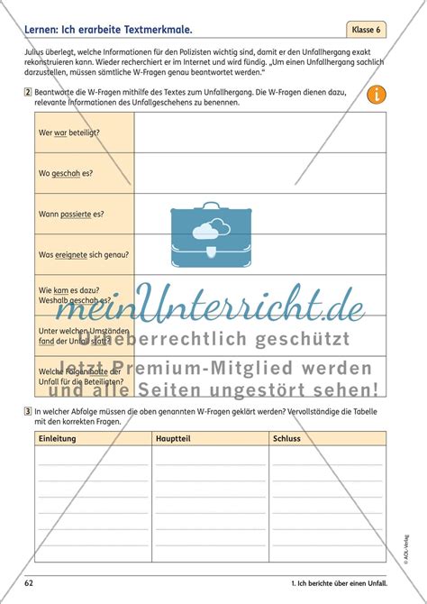 Ich berichte über einen Unfall meinUnterricht
